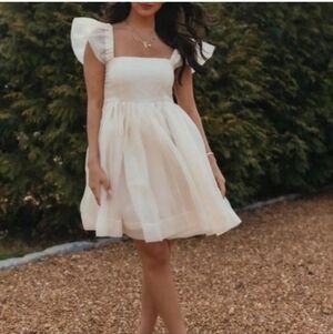 Mable Babydoll Mini Puff Organza Layers Smock Corset‎ Lace Back M Tulle Prom